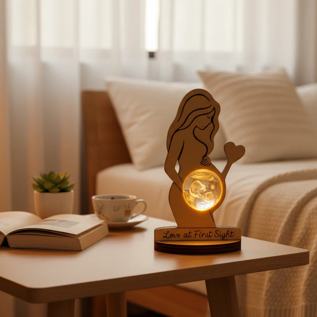 Lámpara de noche acrílica personalizada con imagen de ecografía, regalo para futuras mamás y padres, decoración de dormitorio.