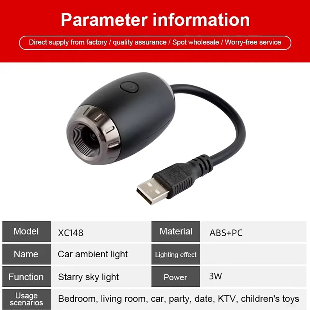 Proyector Galaxy USB con Luz Nocturna – Lámpara LED de Estrellas para Ambiente