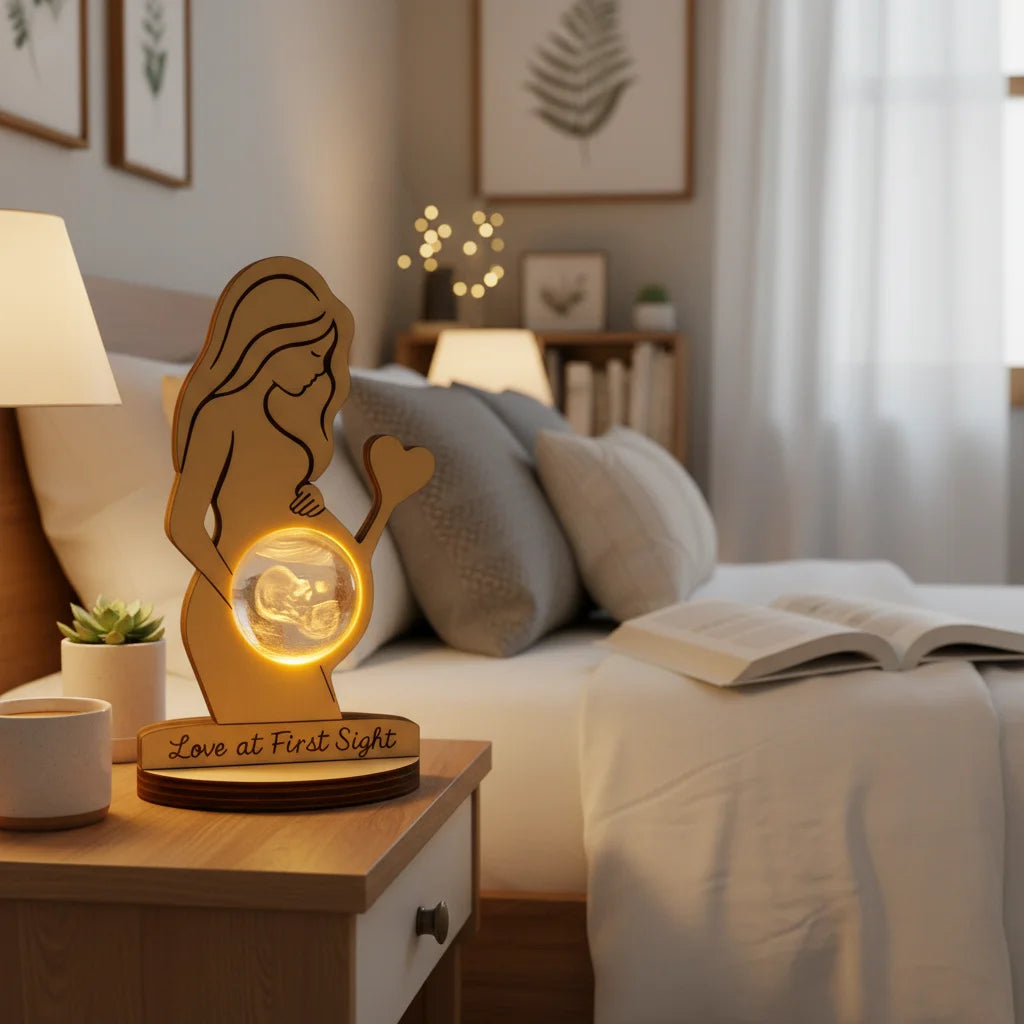 Lámpara de noche acrílica personalizada con imagen de ecografía, regalo para futuras mamás y padres, decoración de dormitorio.